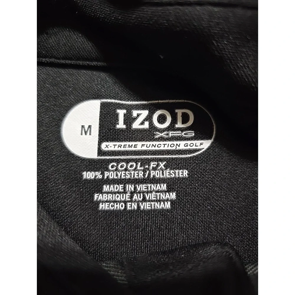IZOD‎ Golf Black Argyle XFG Men's Polo Shirt Medium Short Sleeve